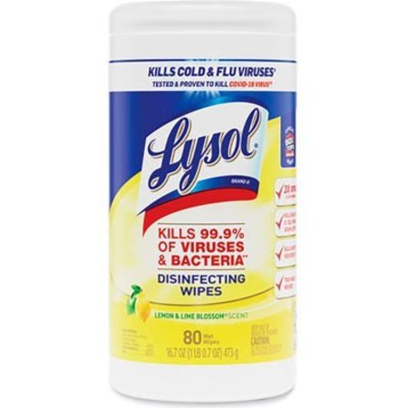UNITED STATIONERS SUPPLY Lysol Disinfecting Wipes, Lemon & Lime Blossom, 80 Wipes/Canister, 3 Canisters/Pack 19200-84251